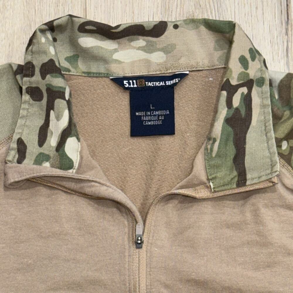 5.11 Tactical Multicam TDU Rapid Response 1/4 Zip Shirt Mens Large Long Sleeve